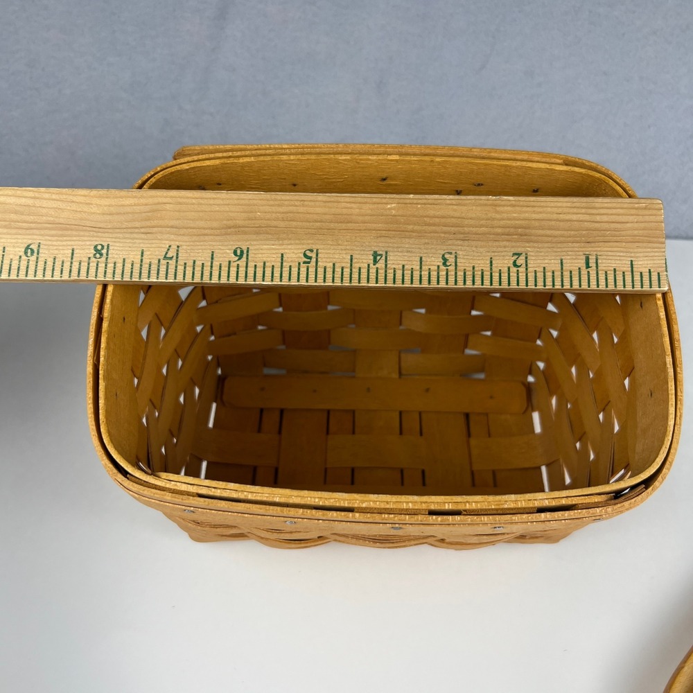Longaberger Recipe Basket Small Brown Wood Lid Protector 17418 Farmhouse Decor - Picture 12 of 16
